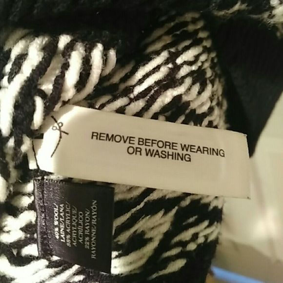 - Ann Taylor Medium wool blend sweater black white side zip details - Picture 5 of 9